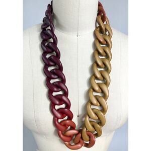 PONO by Joan Goodman Italian Resin Necklace Red Brown Tan  30"